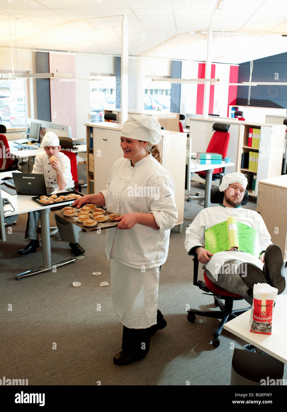 Bakers at an office, Sweden. Stock Photo