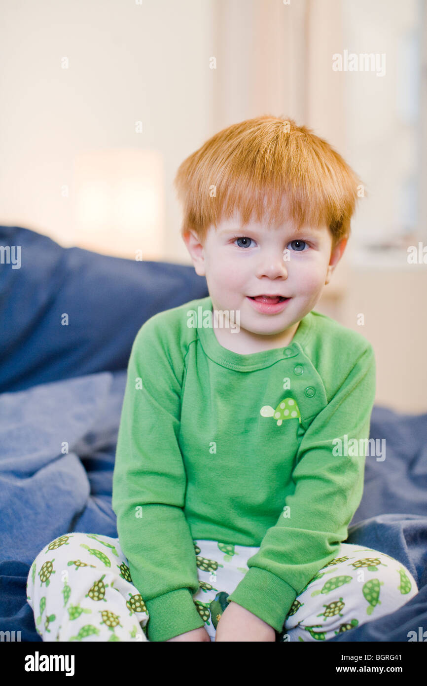 A little boy in bed, Sweden Stock Photo Alamy