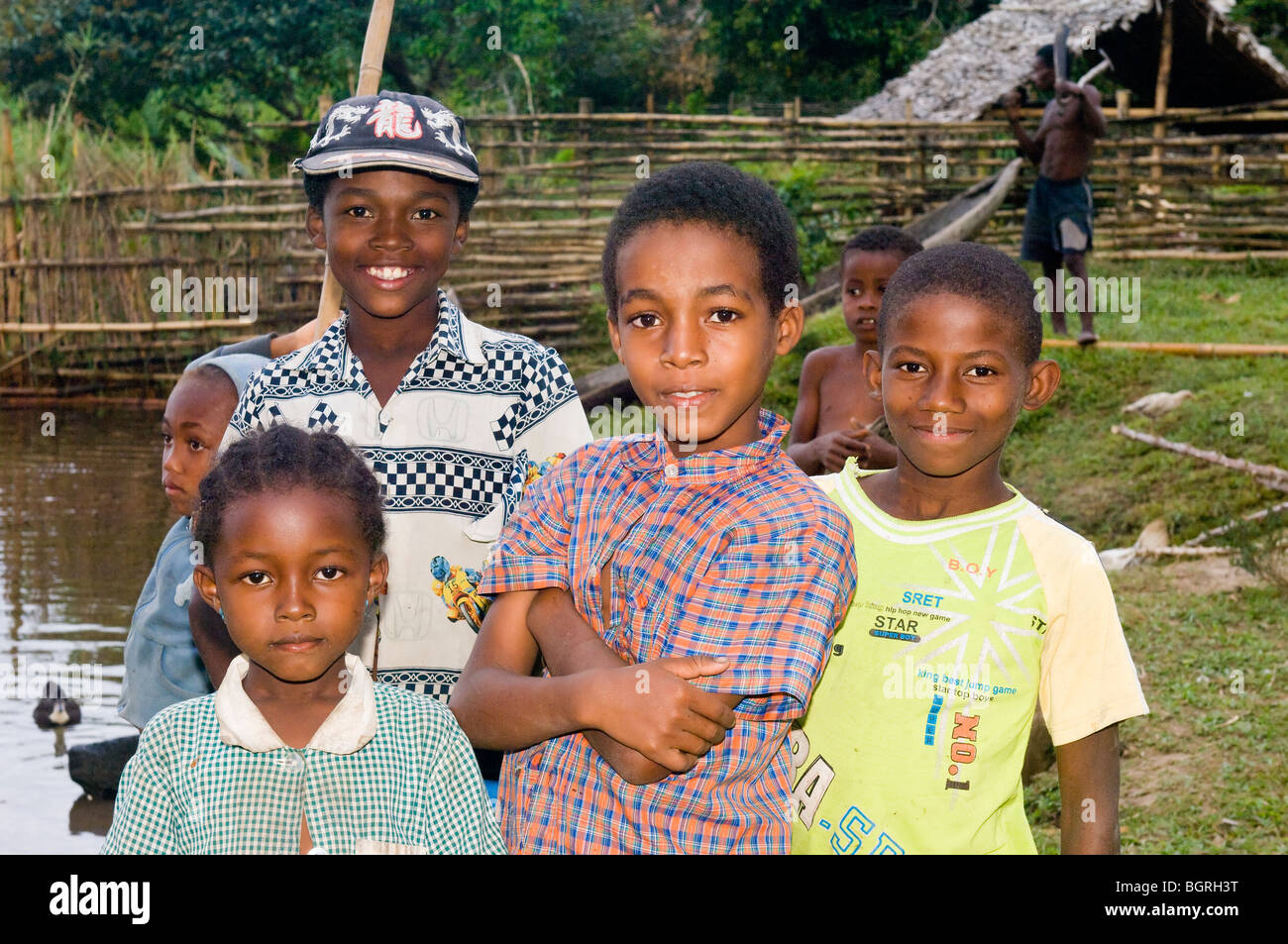 Group of children, Maroantsetra, Madagascar Stock Photo
