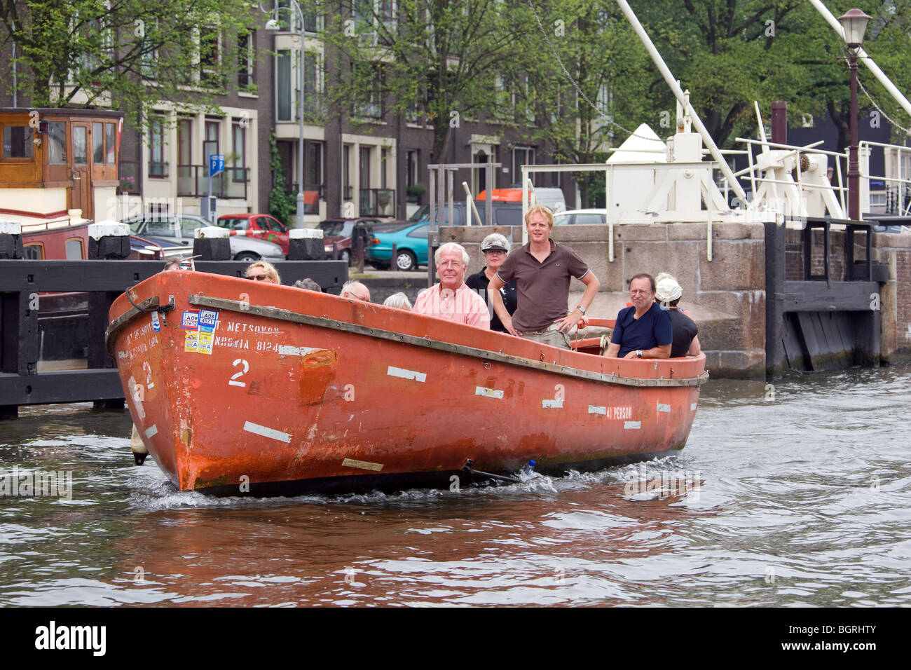 Boat in canals in Amsterdam the Netherlands Stock Photo