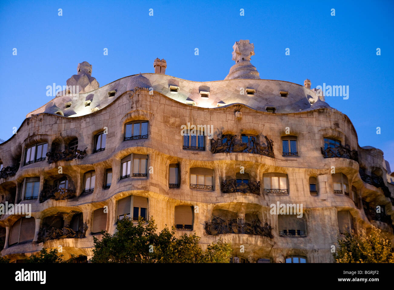 Barcelona - Spanish Art Nouveau movement - Modernisme - Gaudi - Eixample district - Casa Mila or "La Pedrera" Stock Photo