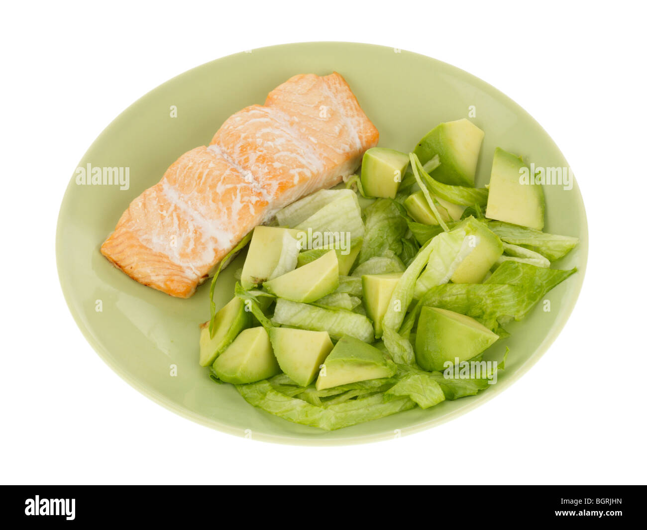 Baked Salmon with Avocado Salad Stock Photo - Alamy