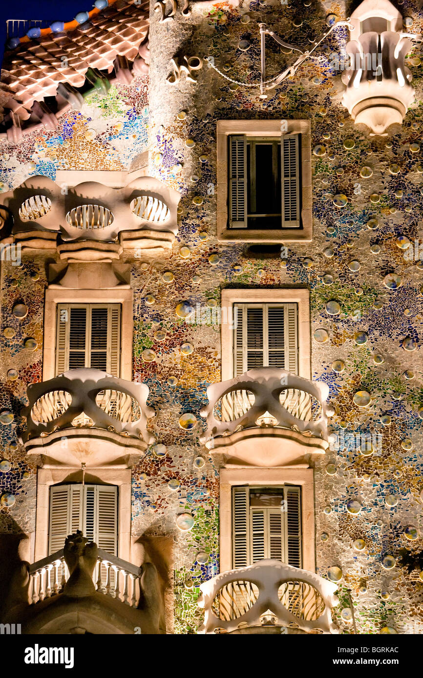 Barcelona - Spanish Art Nouveau movement - Modernisme - Gaudi - Eixample district - Casa Batllo (Gaudi) Stock Photo