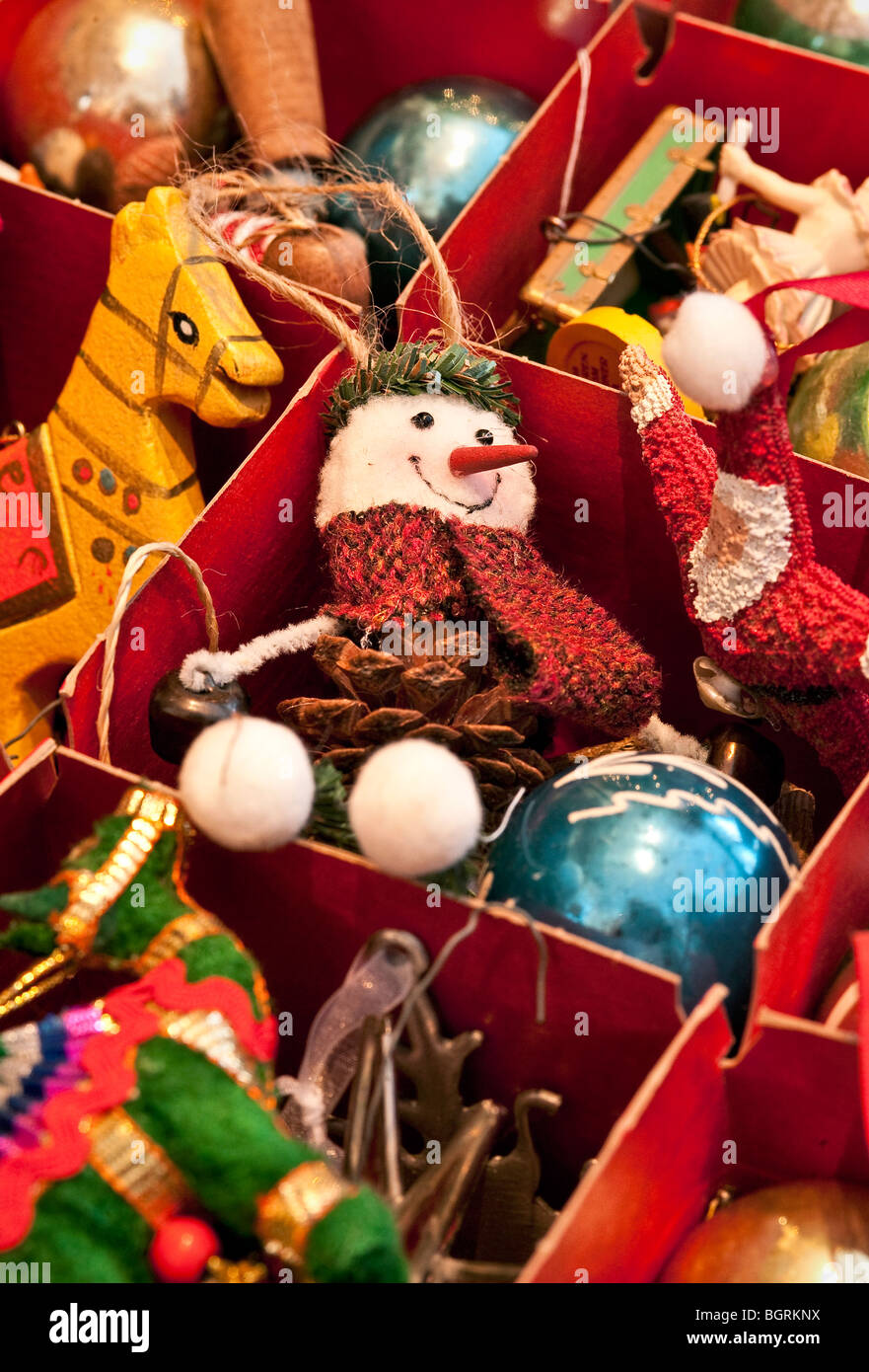 Christmas tree ornaments and decorations. Stock Photo