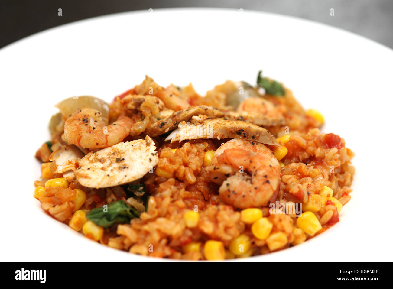 Chicken and Prawn Jambalaya Stock Photo Alamy