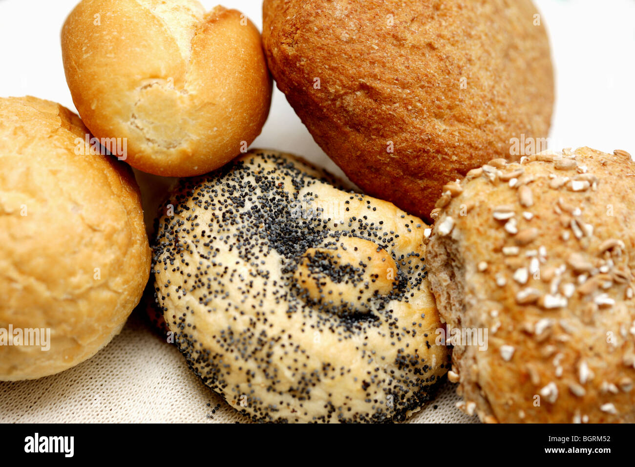 Selection Of Freshly Baked Bread Rolls with No People Stock Photo Alamy