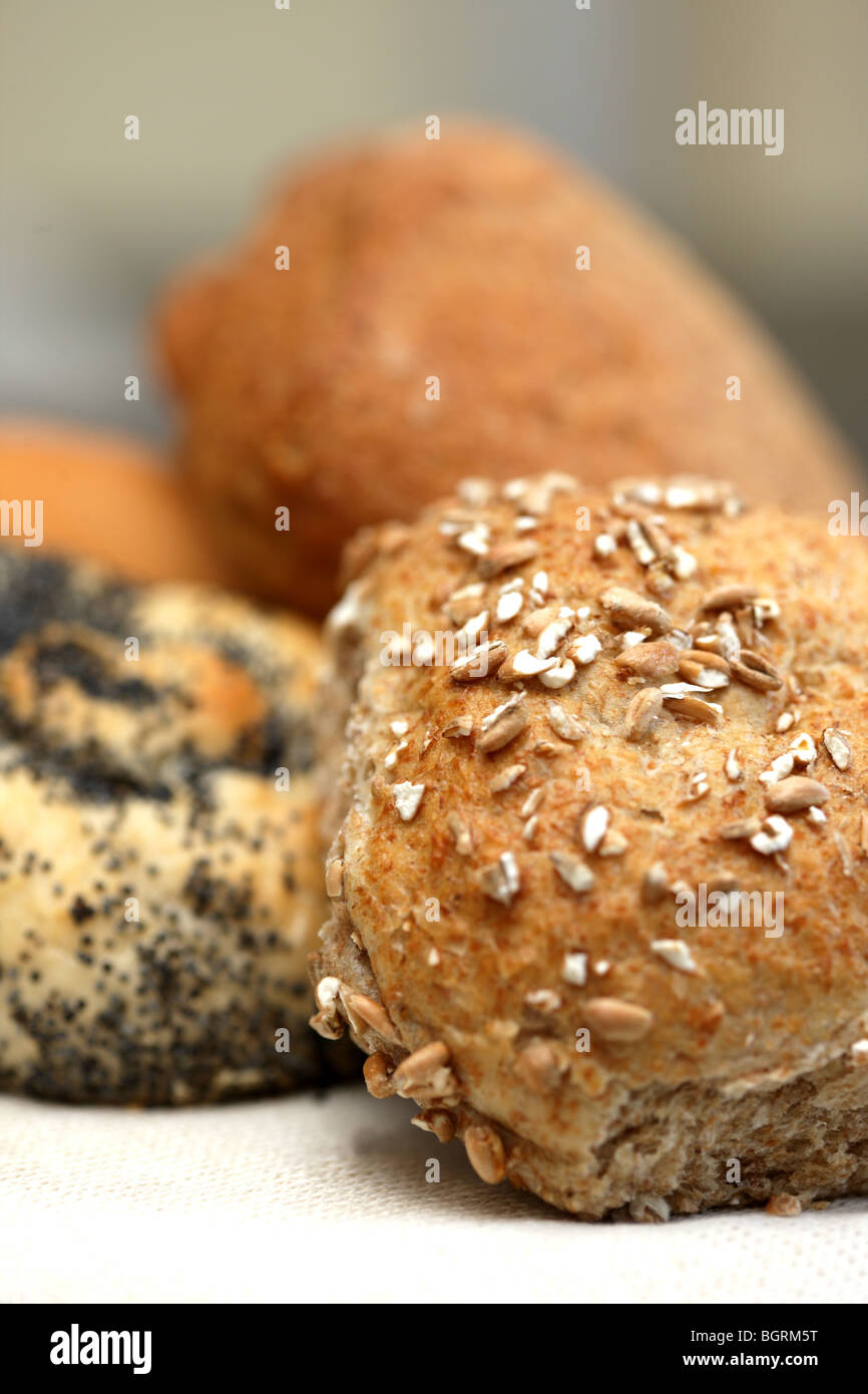 Selection Of Freshly Baked Bread Rolls with No People Stock Photo Alamy