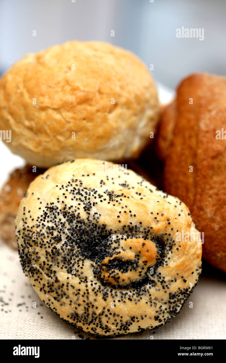 Selection Of Freshly Baked Bread Rolls with No People Stock Photo Alamy