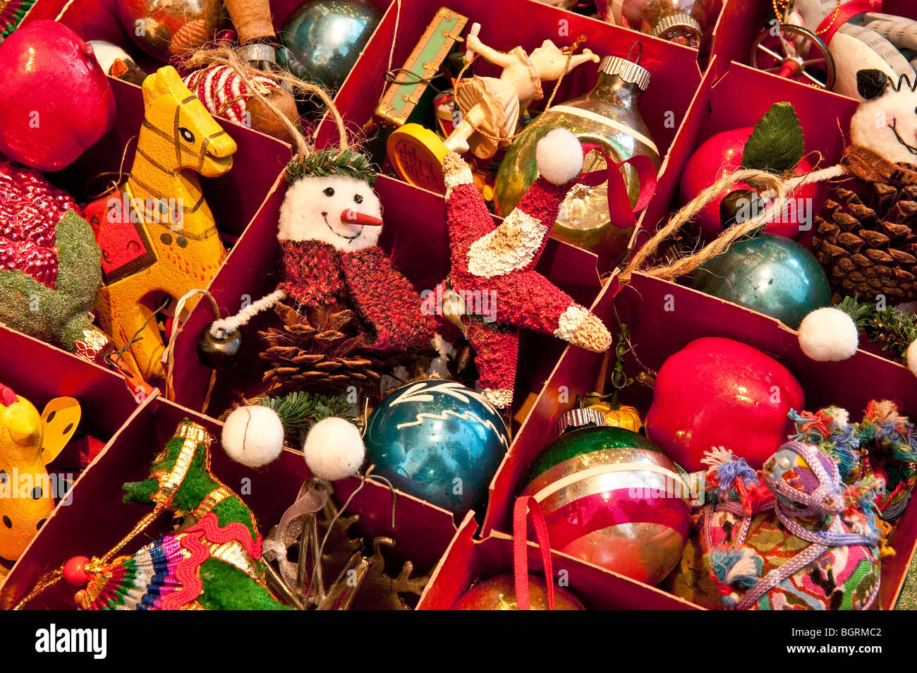 Christmas tree ornaments and decorations. Stock Photo