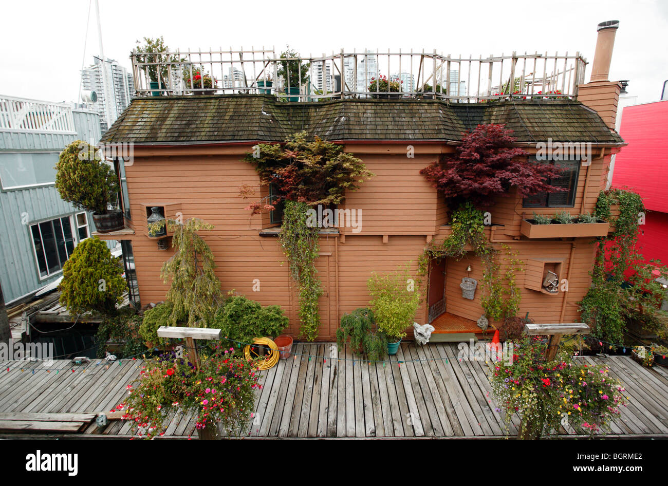 Floating homes on Granville Island, False Creek, City of Vancouver