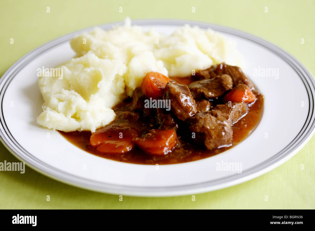 Beef Stew with Mashed Potatoes Stock Photo Alamy