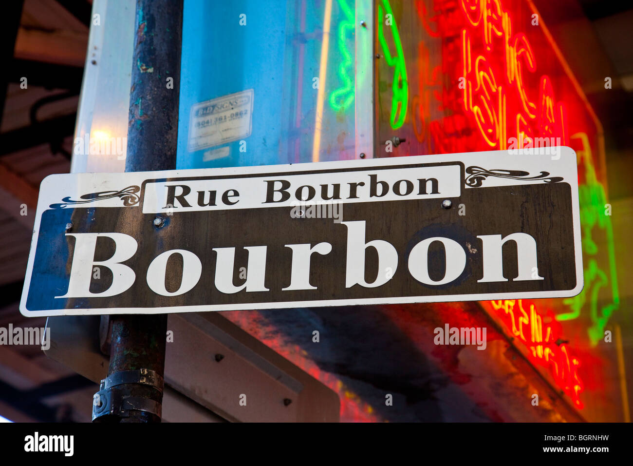 Bourbon Street sign in the French Quarter of New Orleans, LA Stock Photo Alamy