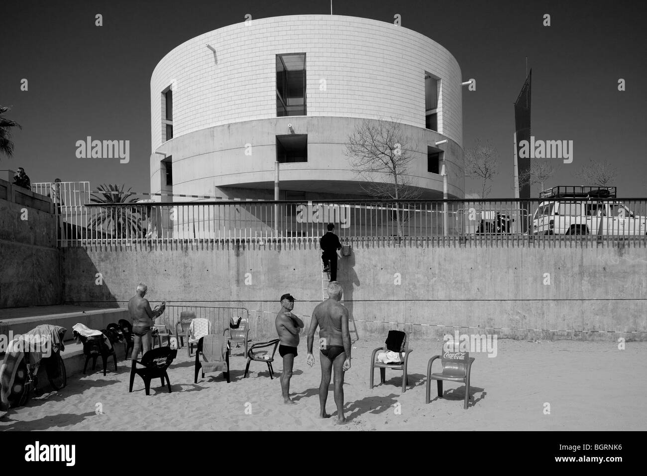 METEOROLOGICAL CENTRE IN THE OLYMPIC VILLAGE, BARCELONA, SPAIN, ALVARO SIZA Stock Photo