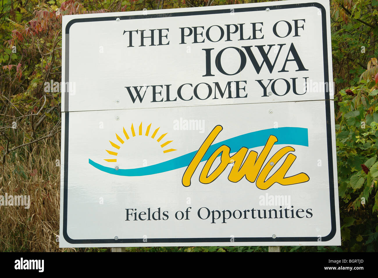 AJD62776, IA, Iowa, Welcome sign Stock Photo - Alamy