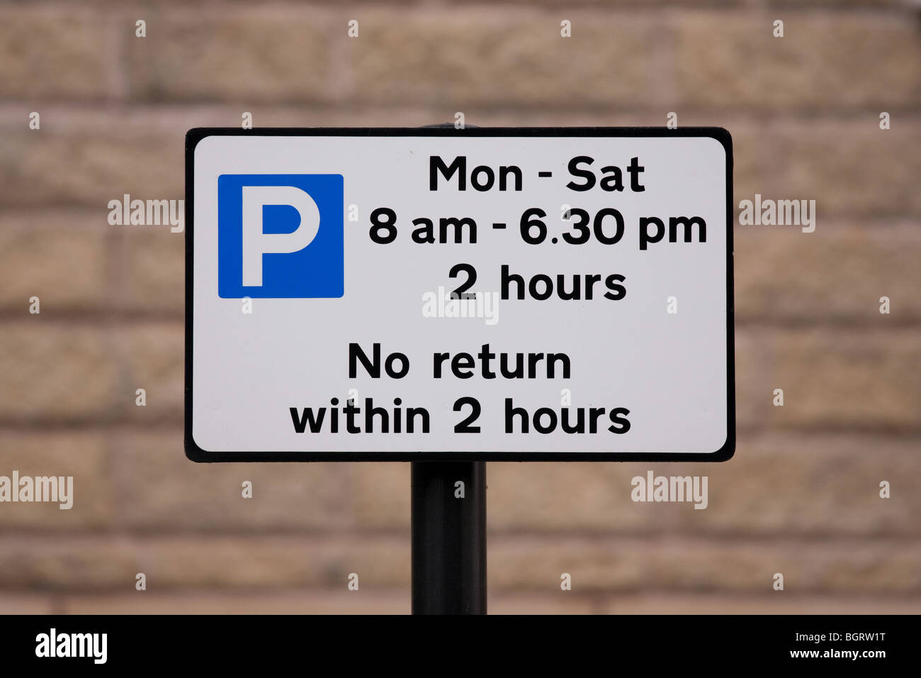 Examples of UK street signs.parking restriction no return within 2 hours Stock Photo Alamy