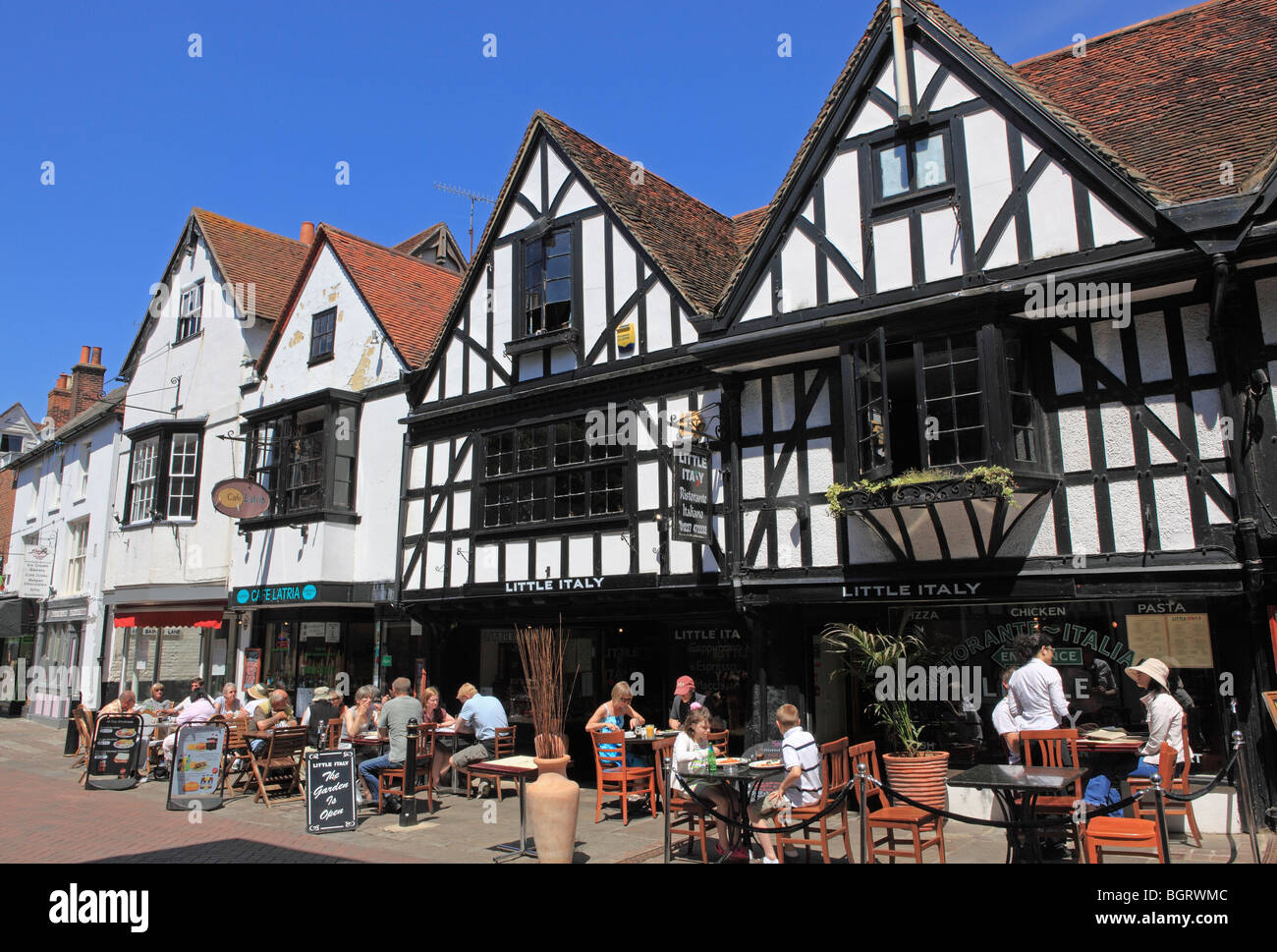 Kent, Canterbury, Cafes On High Street Stock Photo