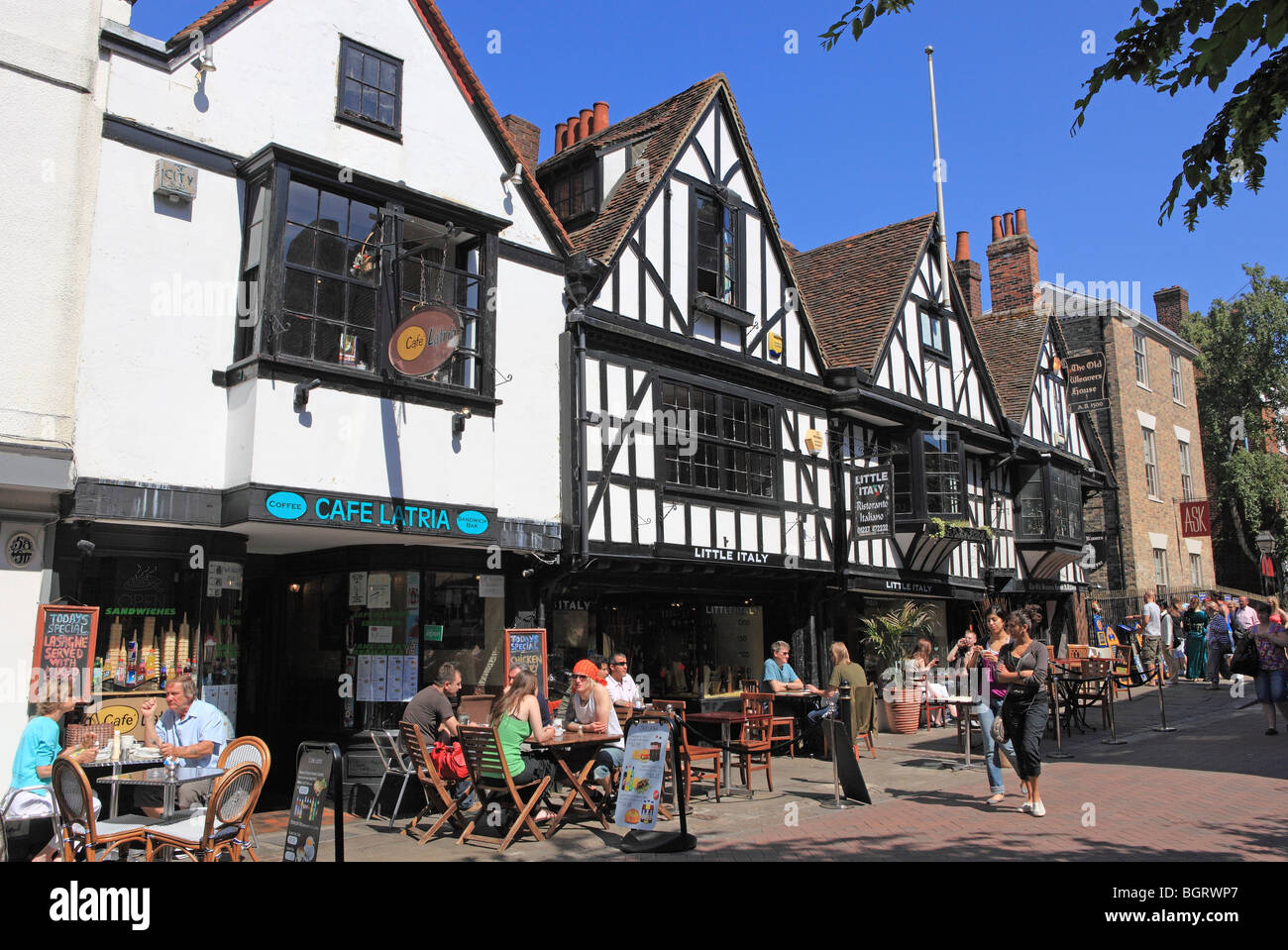 Kent, Canterbury, High Street, Cafes Stock Photo