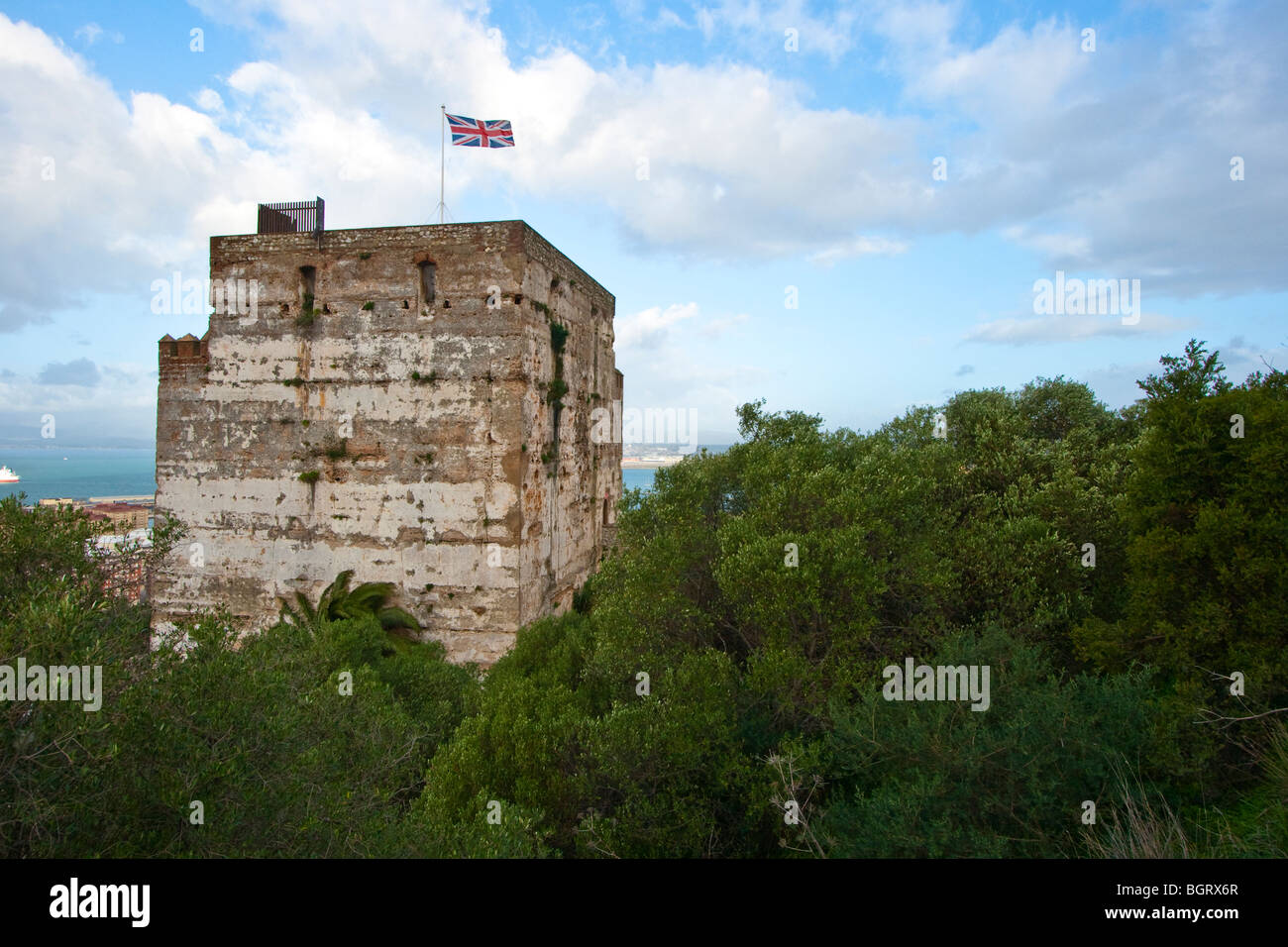 Moorish Fort Tower in Gibraltar Stock Photo