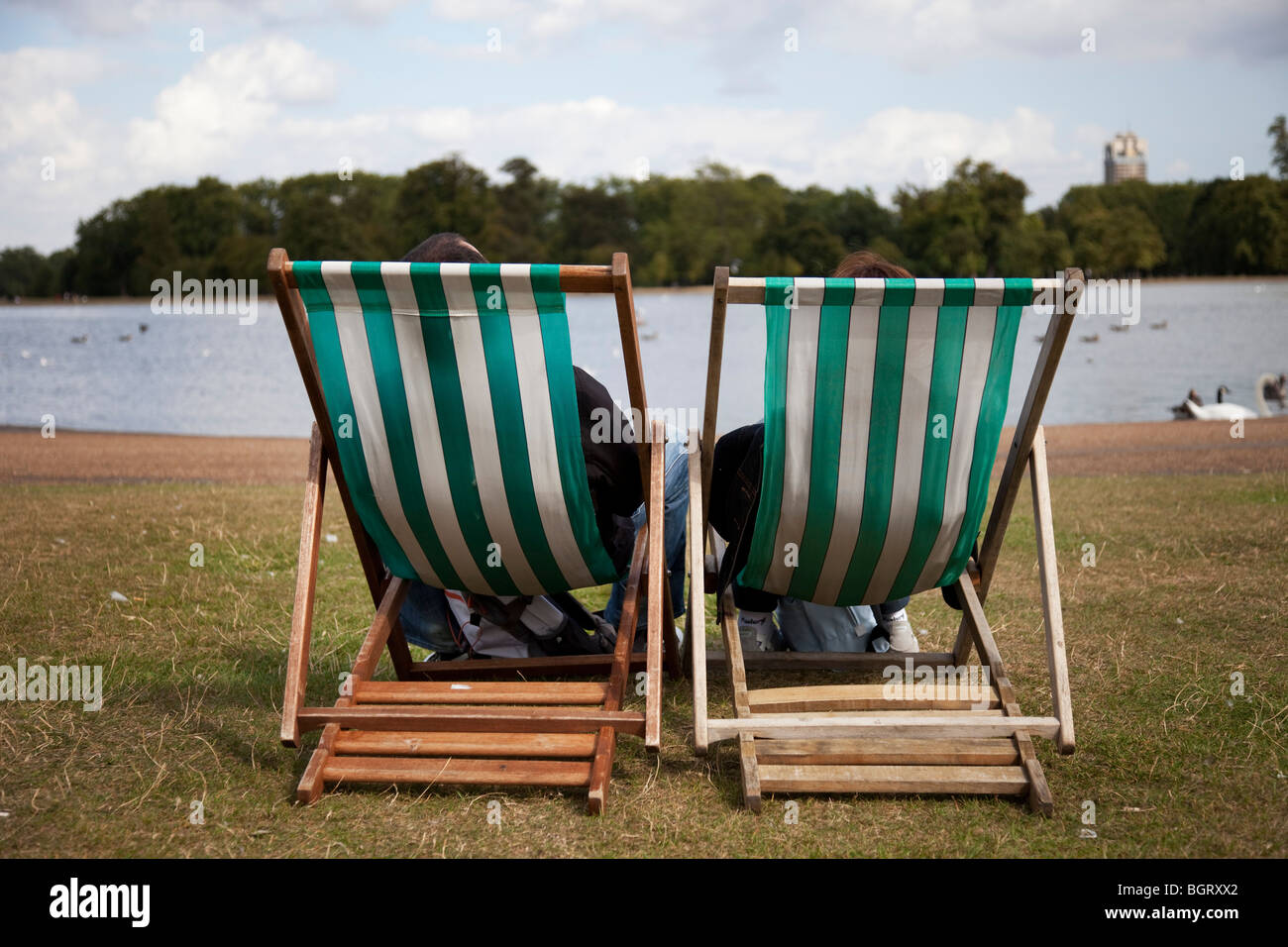 Two striped deck chairs hi-res stock photography and images - Alamy