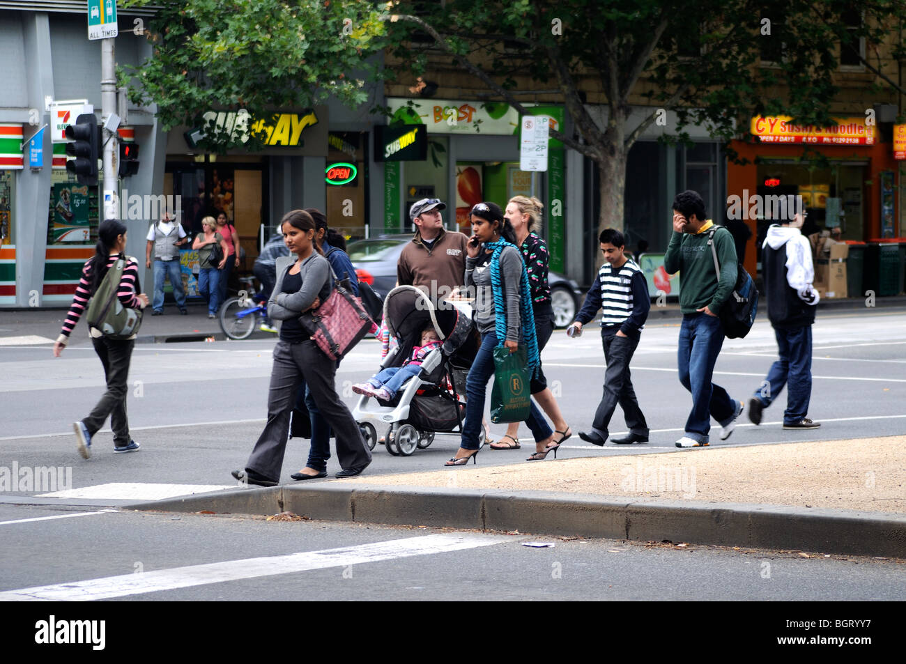 Australia, Melbourne city street people walking and shopping Stock Photo -  Alamy