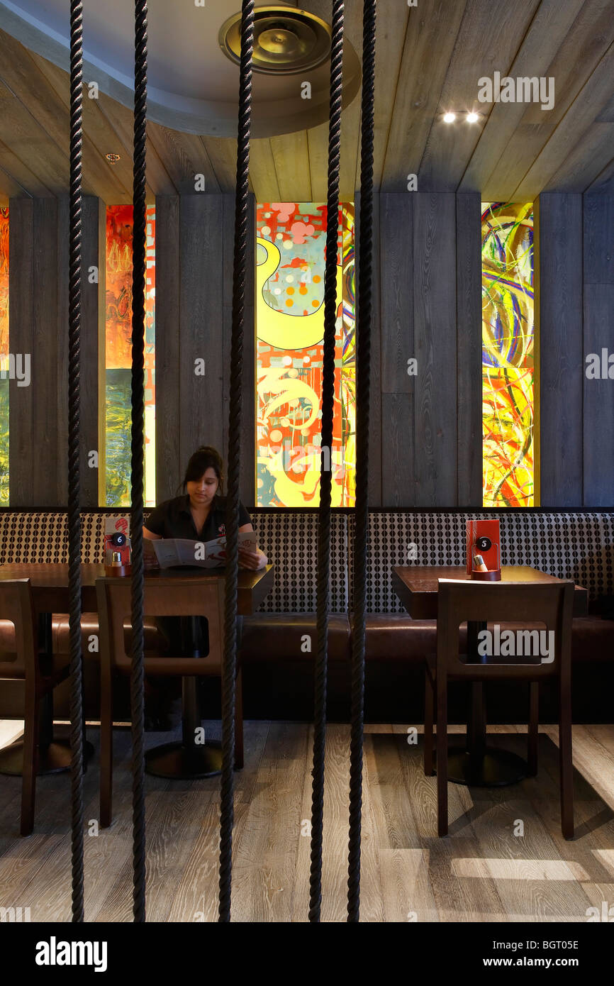 nando's restaurant spinningfields manchester, view of seating and wall ...