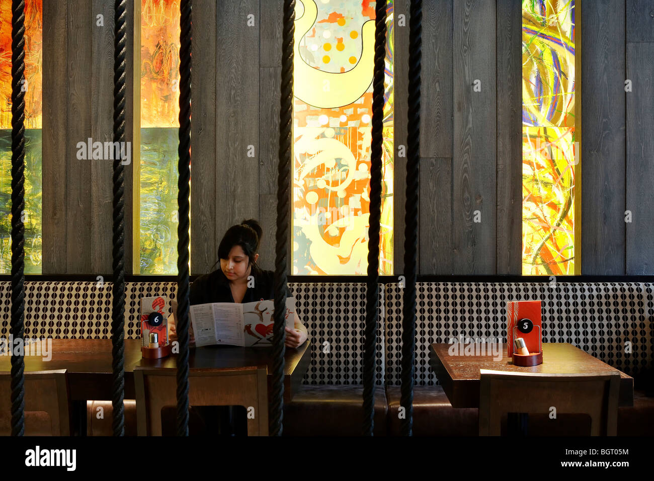 nando's restaurant spinningfields manchester, view of seating and wall ...