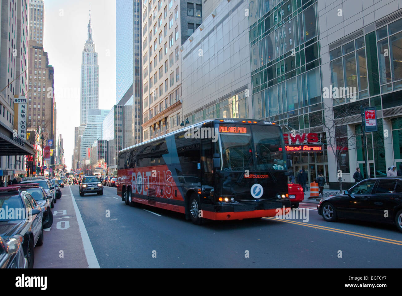 Bolt bus Philidelphia - New York City in New York Stock Photo
