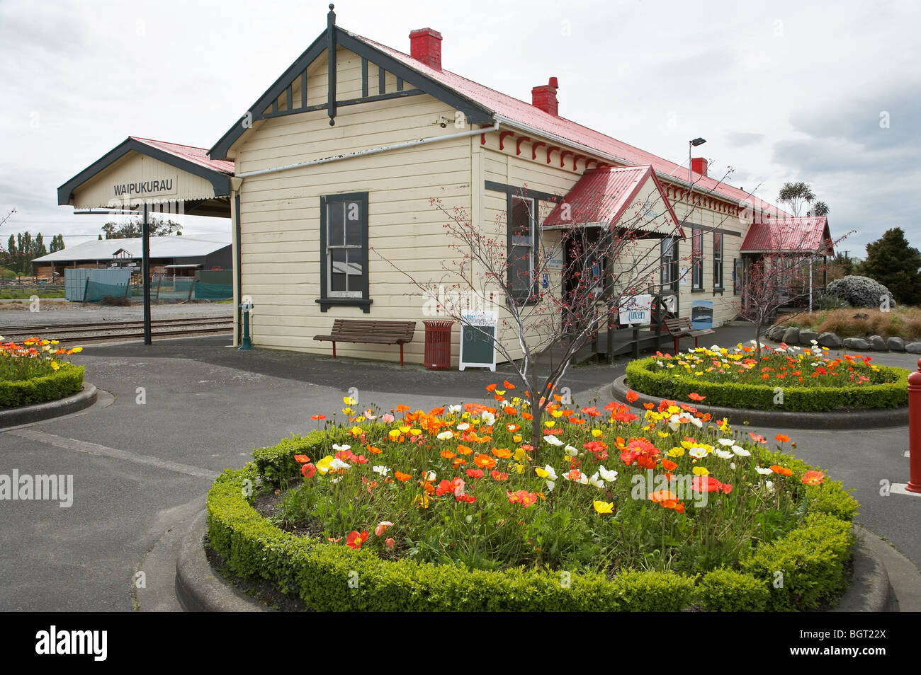 Historic Railway Station, Waipukurau, Central Hawkes Bay, North Island, New Zealand Stock Photo
