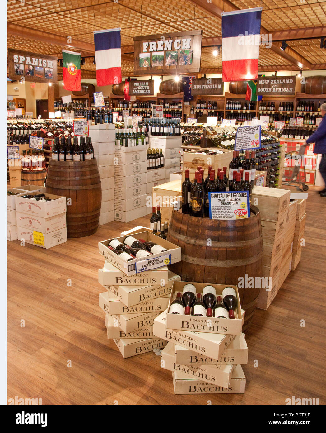 Stew Leonard’s Wines store displaying wines from various regions of the