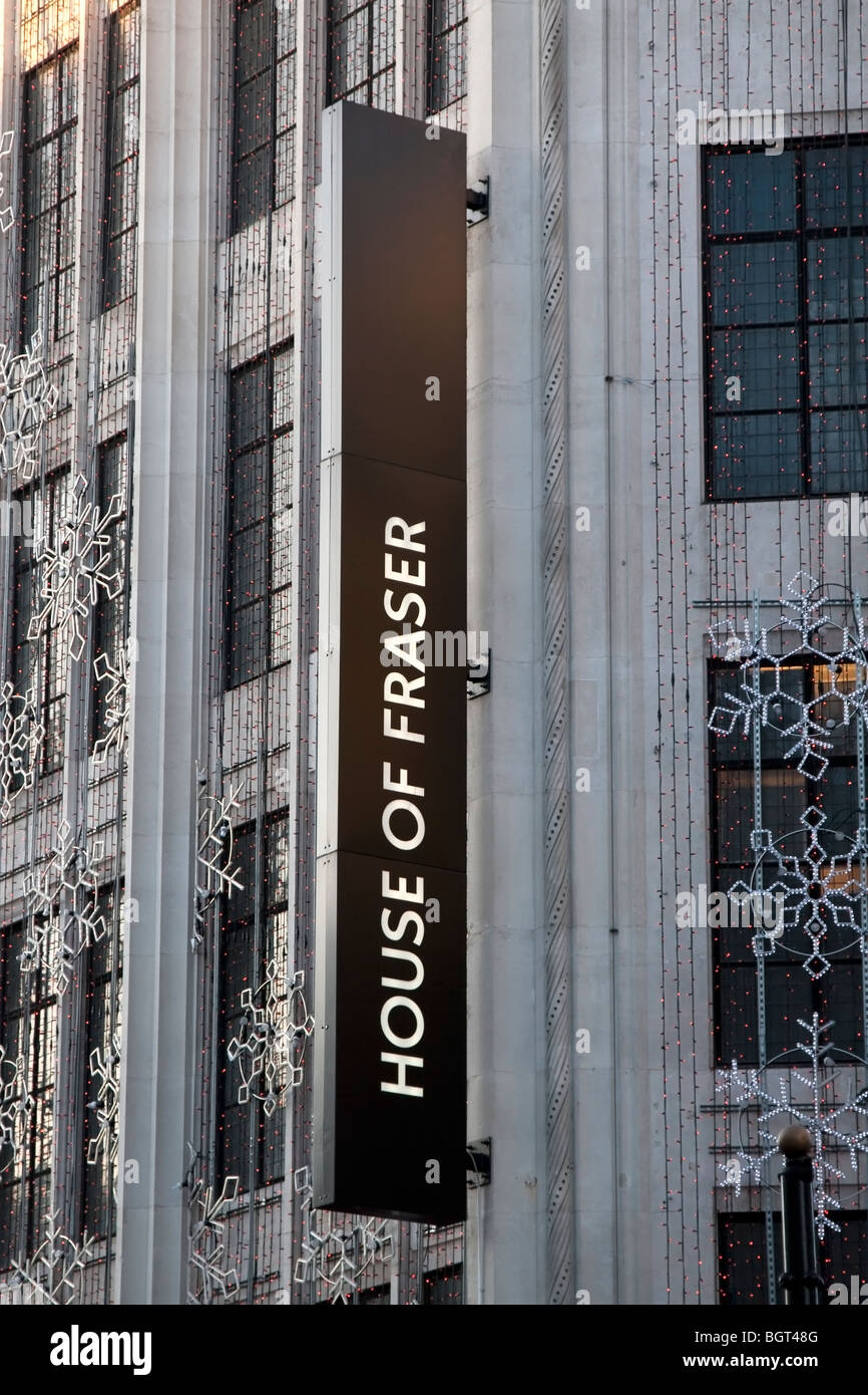 House of Fraser sign on Oxford Street, London Stock Photo