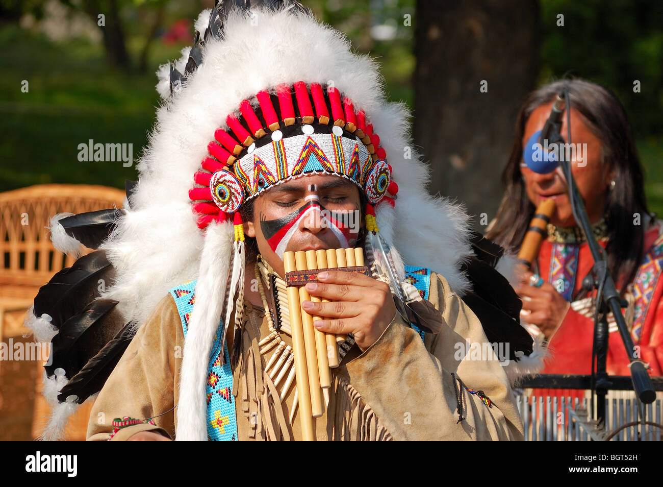 American Indians performing folk music Stock Photo