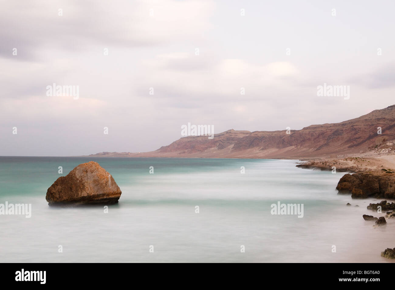 The coast at Arrarr after sunset, Socotra Stock Photo