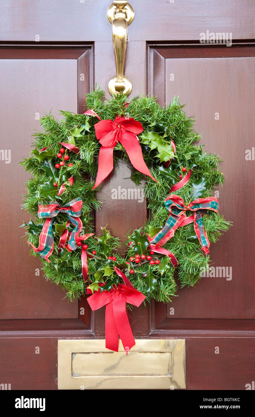 Christmas decoration on a traditional door Stock Photo