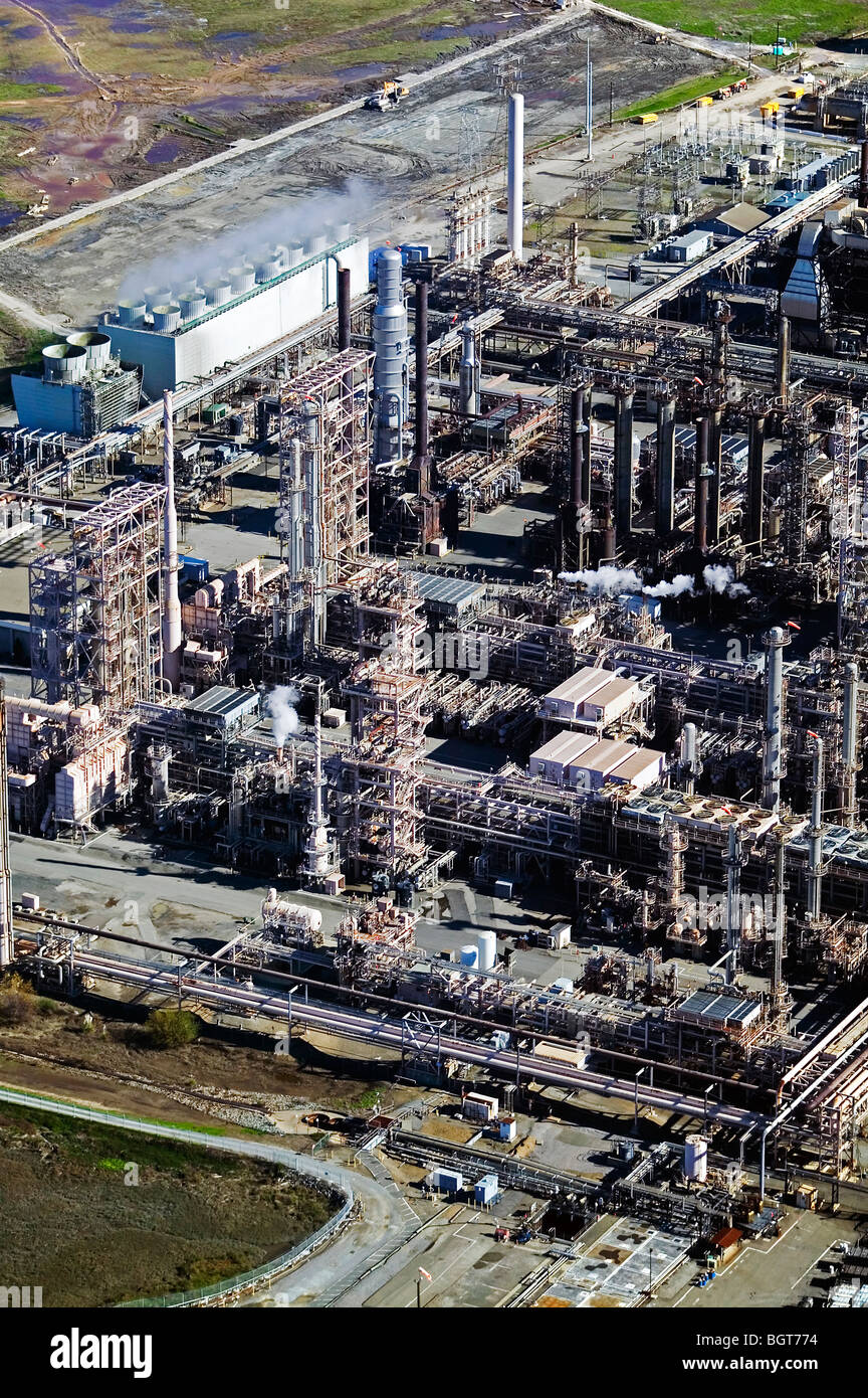 aerial view above Chevron refinery Richmond California Stock Photo