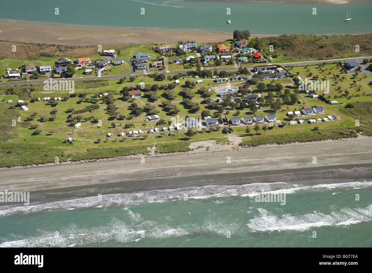 Ohope Beach, Bay of Plenty, North Island, New Zealand - aerial Stock Photo  - Alamy