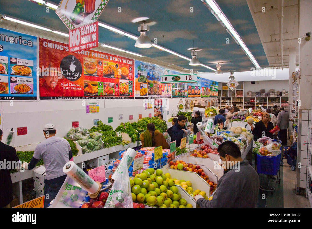 Produce section in Patel Brothers Grocery Store in Jackson Heights, Queens, New York Stock Photo