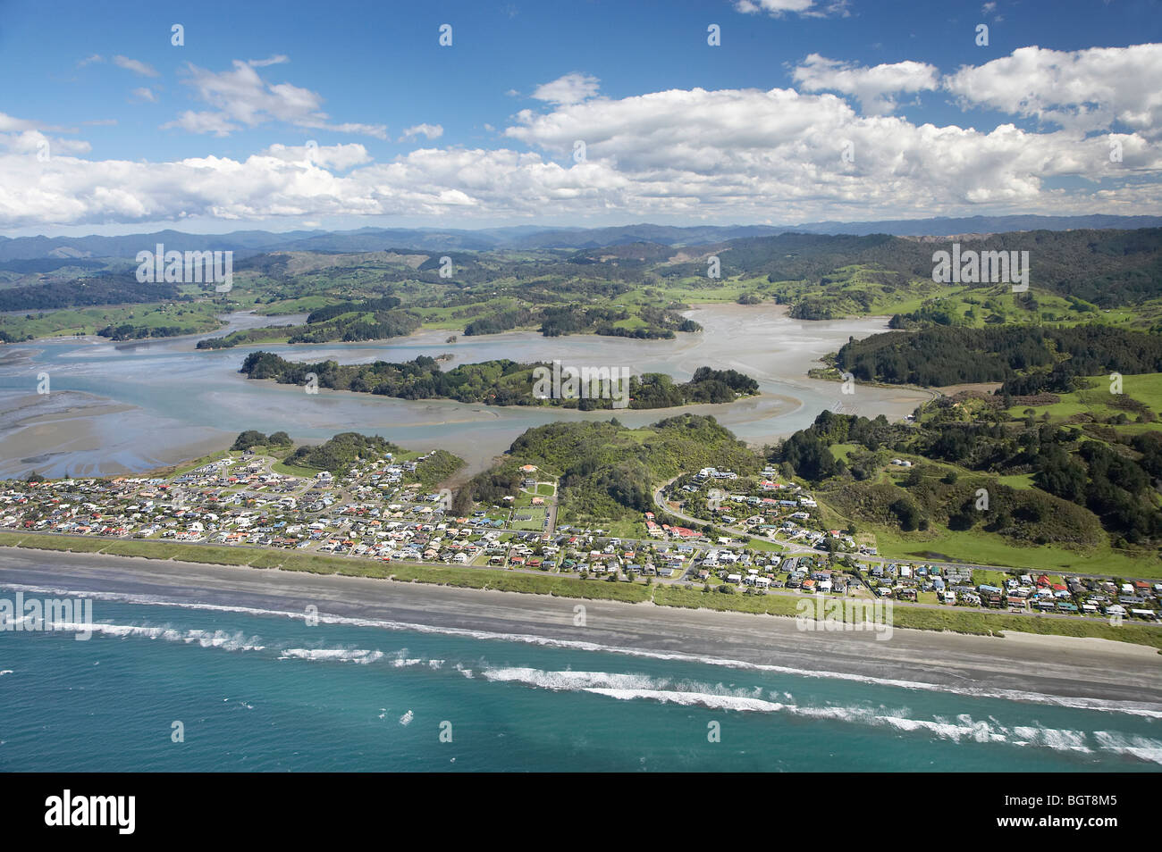 Ohope Beach and Ohiwa Harbour, Bay of Plenty, North Island, New Zealand aerial Stock Photo Alamy
