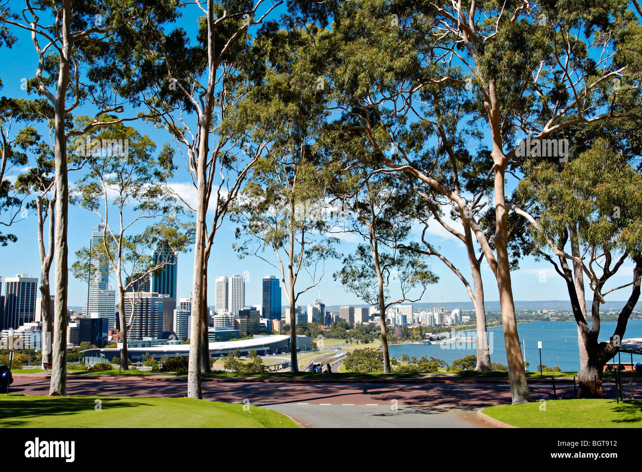 View of Perth city from Kings Park, Western Australia. Stock Photo