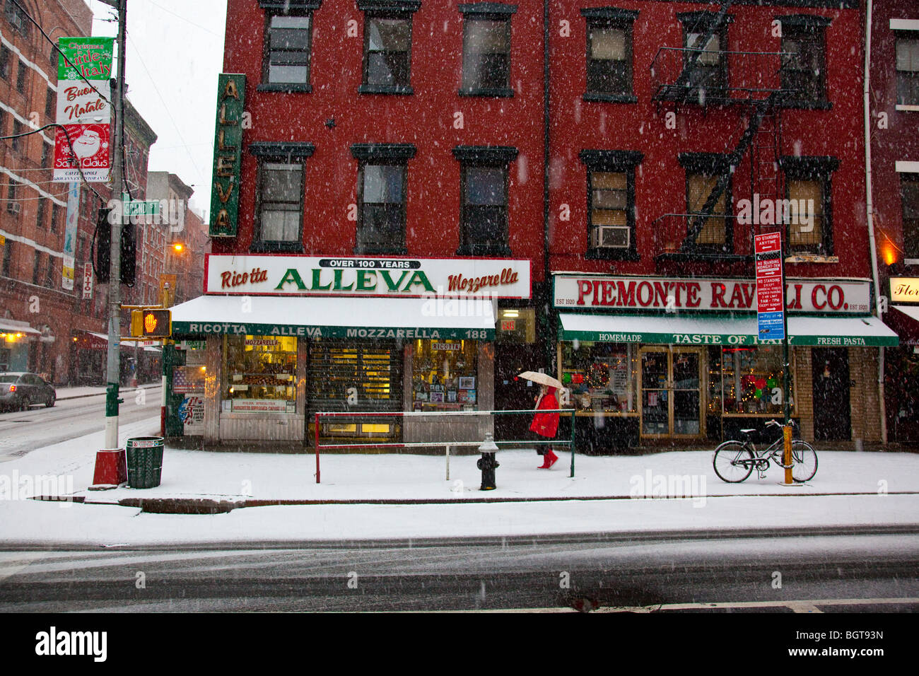 Winter in Little Italy, New York City Stock Photo