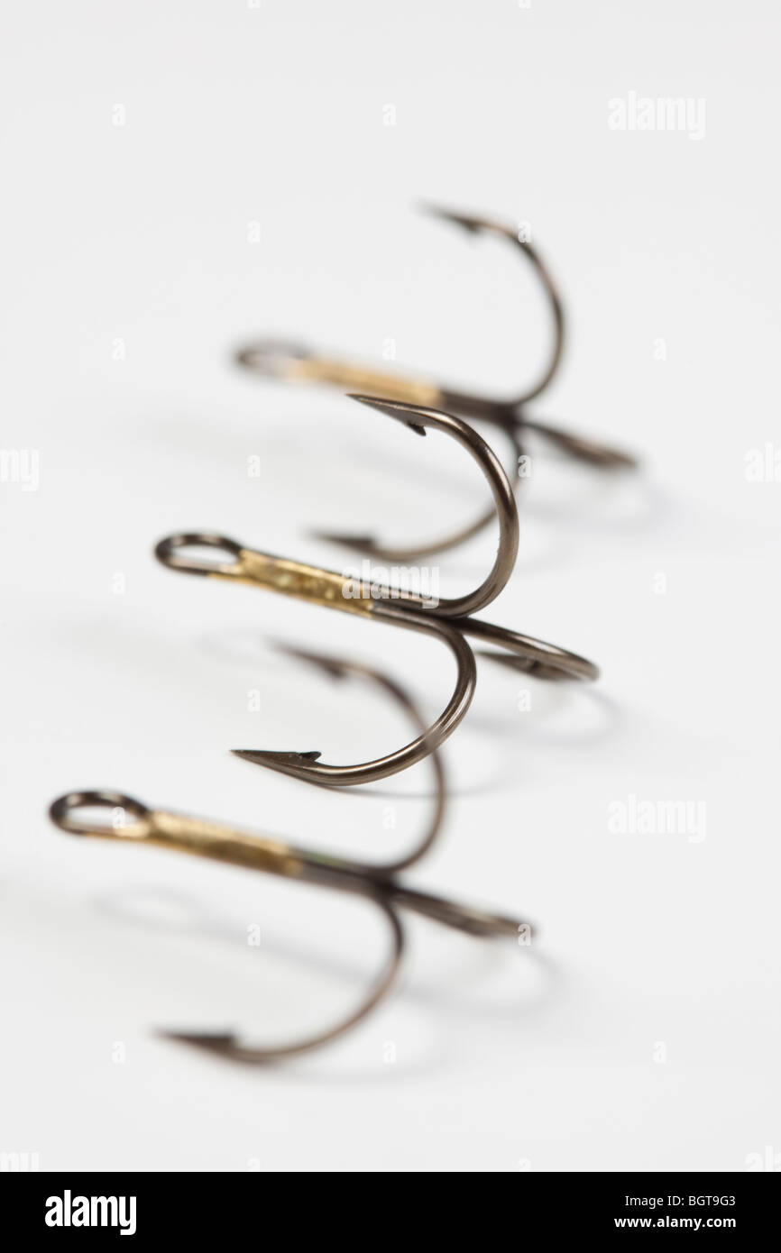 Fishing hooks with clipping paths Stock Photo