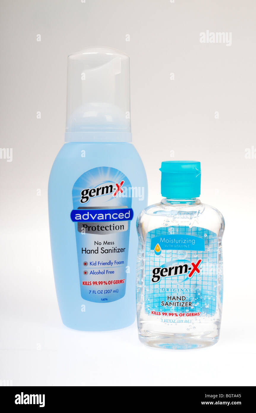 2 bottles of GermX hand sanitizer Stock Photo