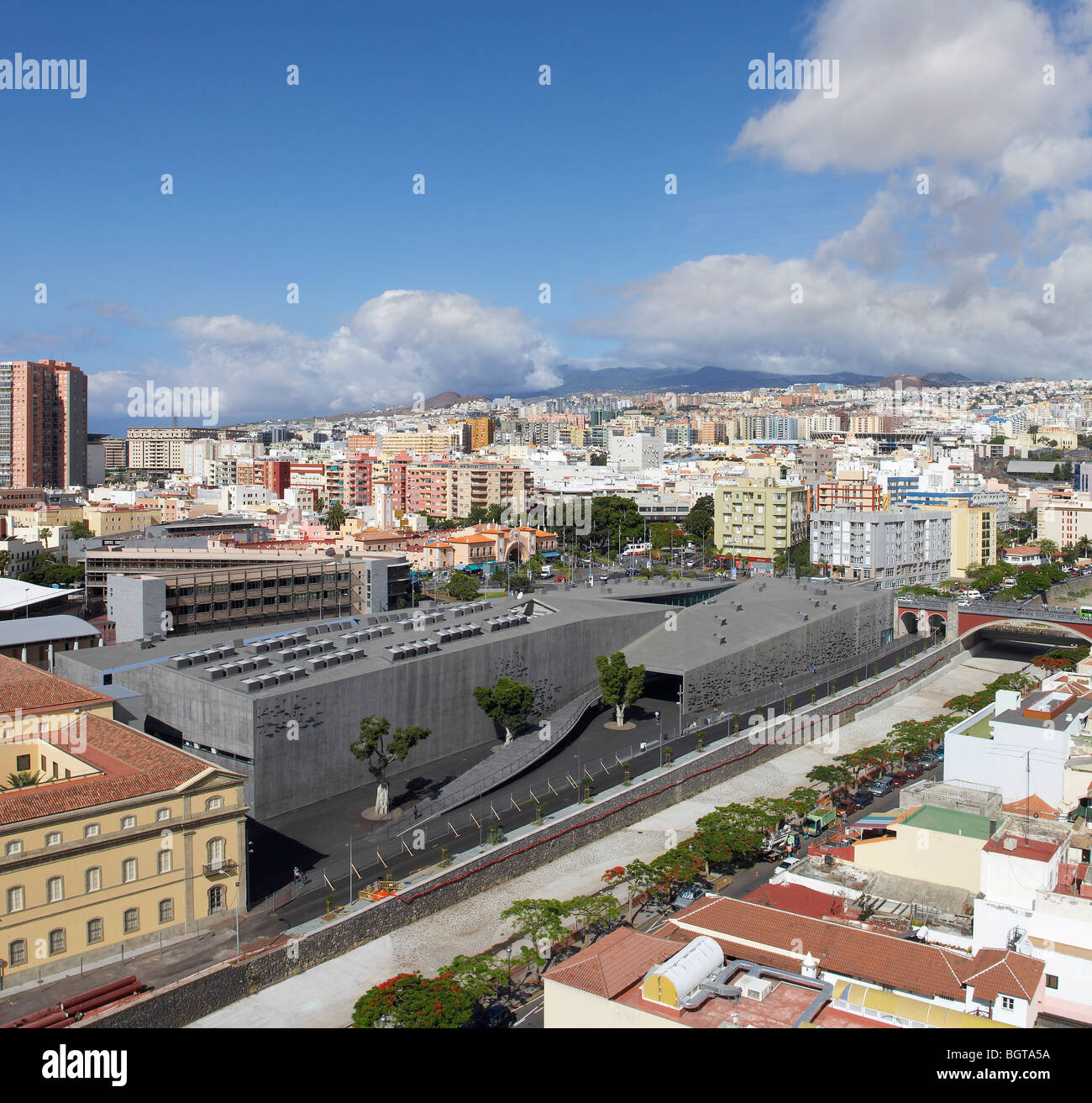 tea tenerife espacio de las artes, a view across the town showing the ...