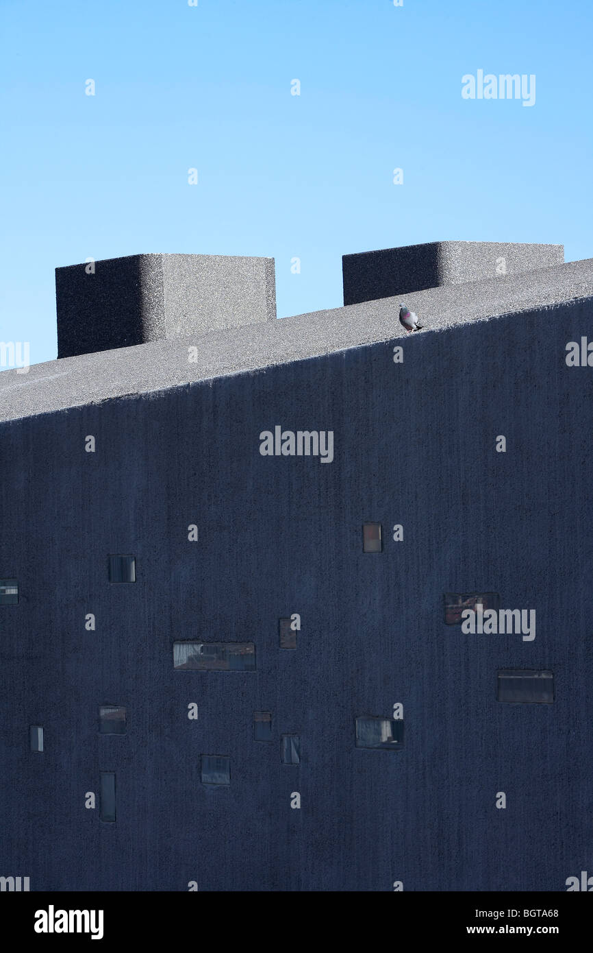 tea tenerife espacio de las artes, detail on the concrete wall showing the pixel shaped window openings Stock Photo