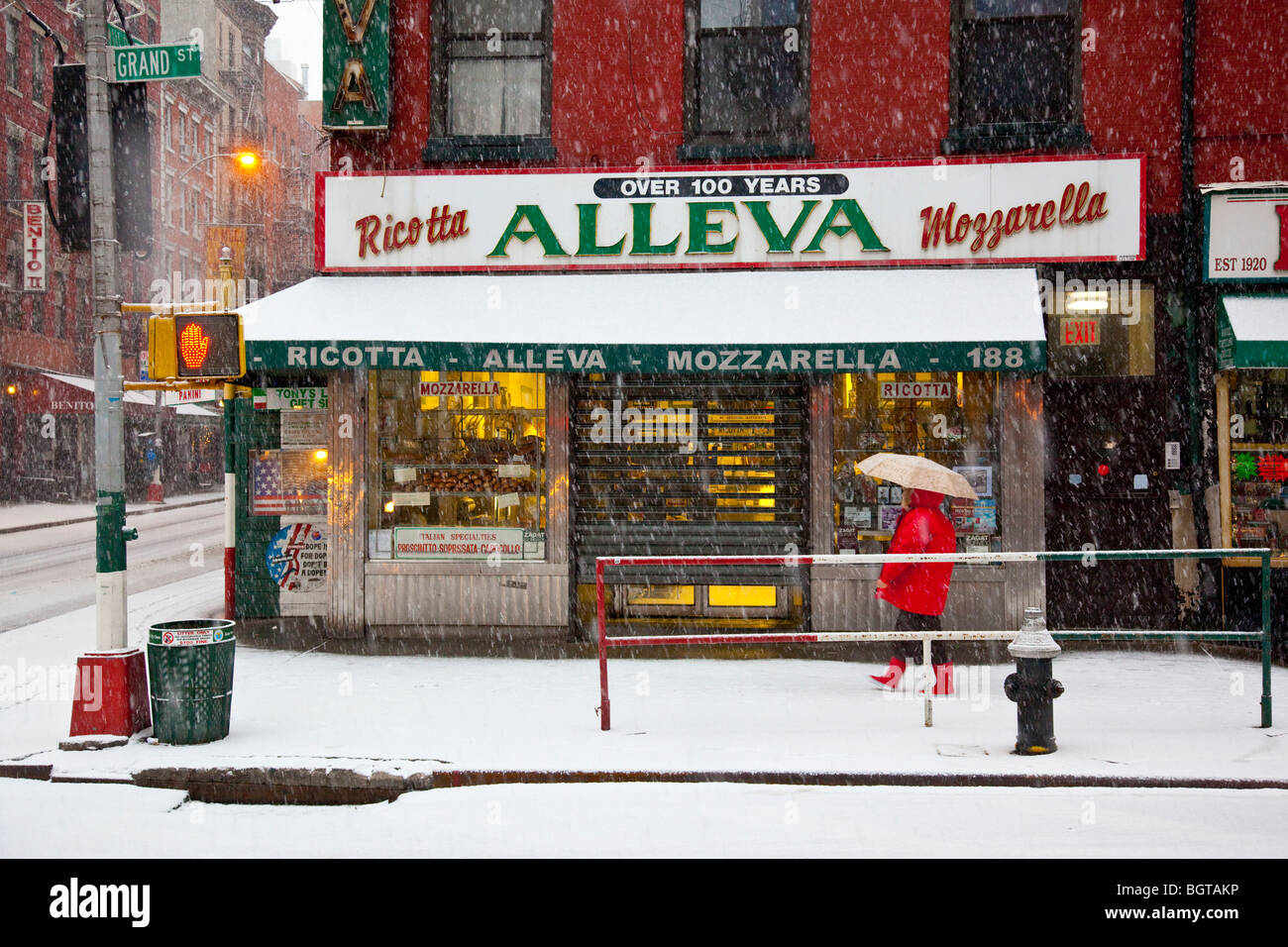 Winter in Little Italy, New York City Stock Photo