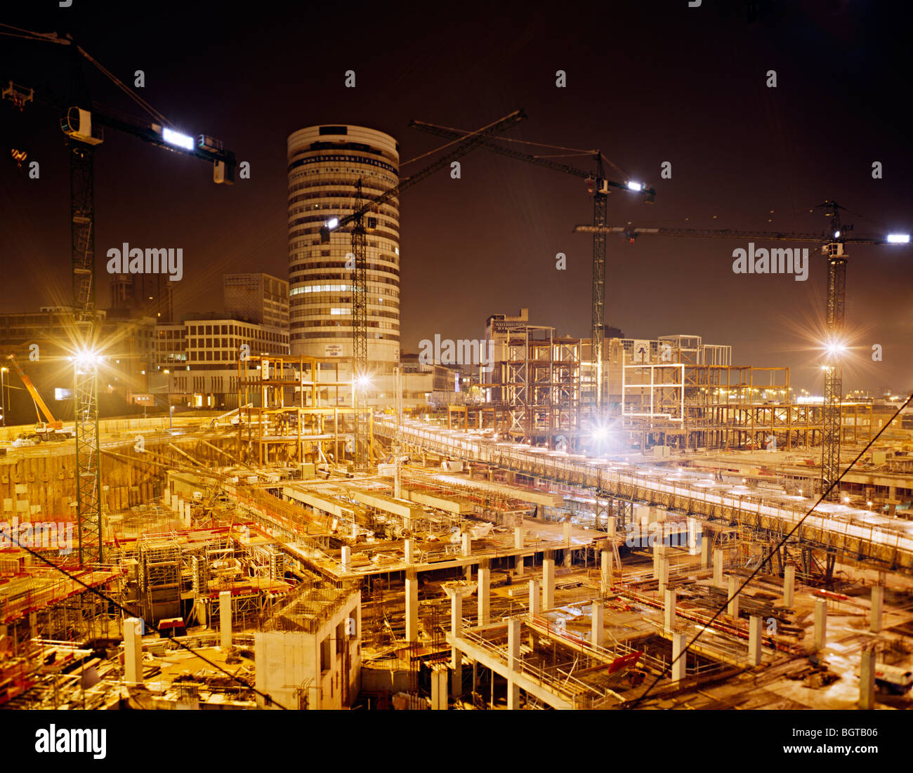 birmingham bullring construction site whilst it was being built Stock Photo