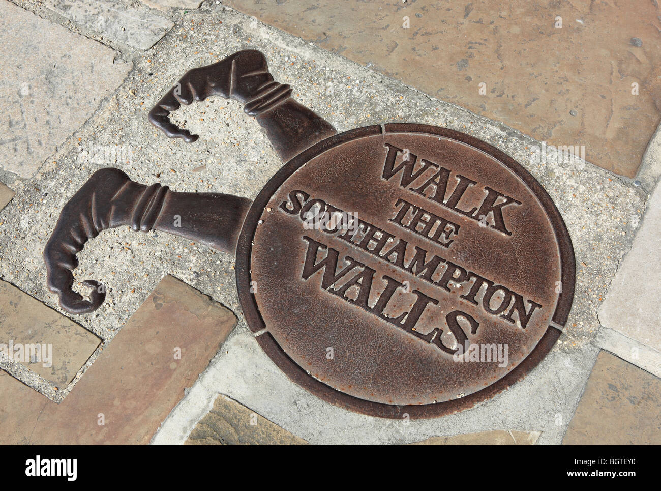 Southampton, Walk The Southampton Walls Sign Stock Photo