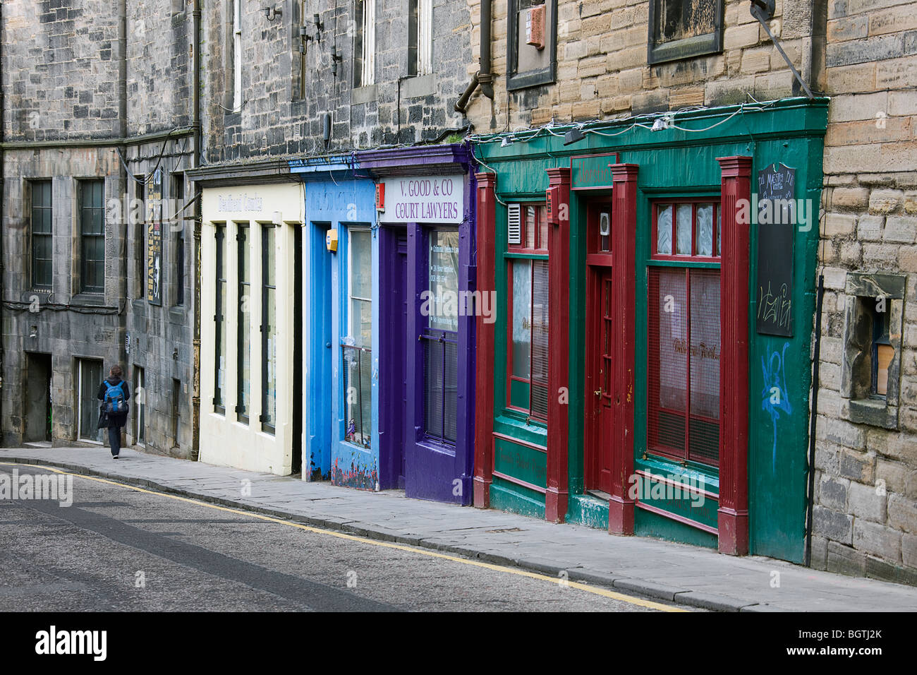 Shop fronts in candle maker row. Midlothian. Edinburgh Stock Photo Alamy