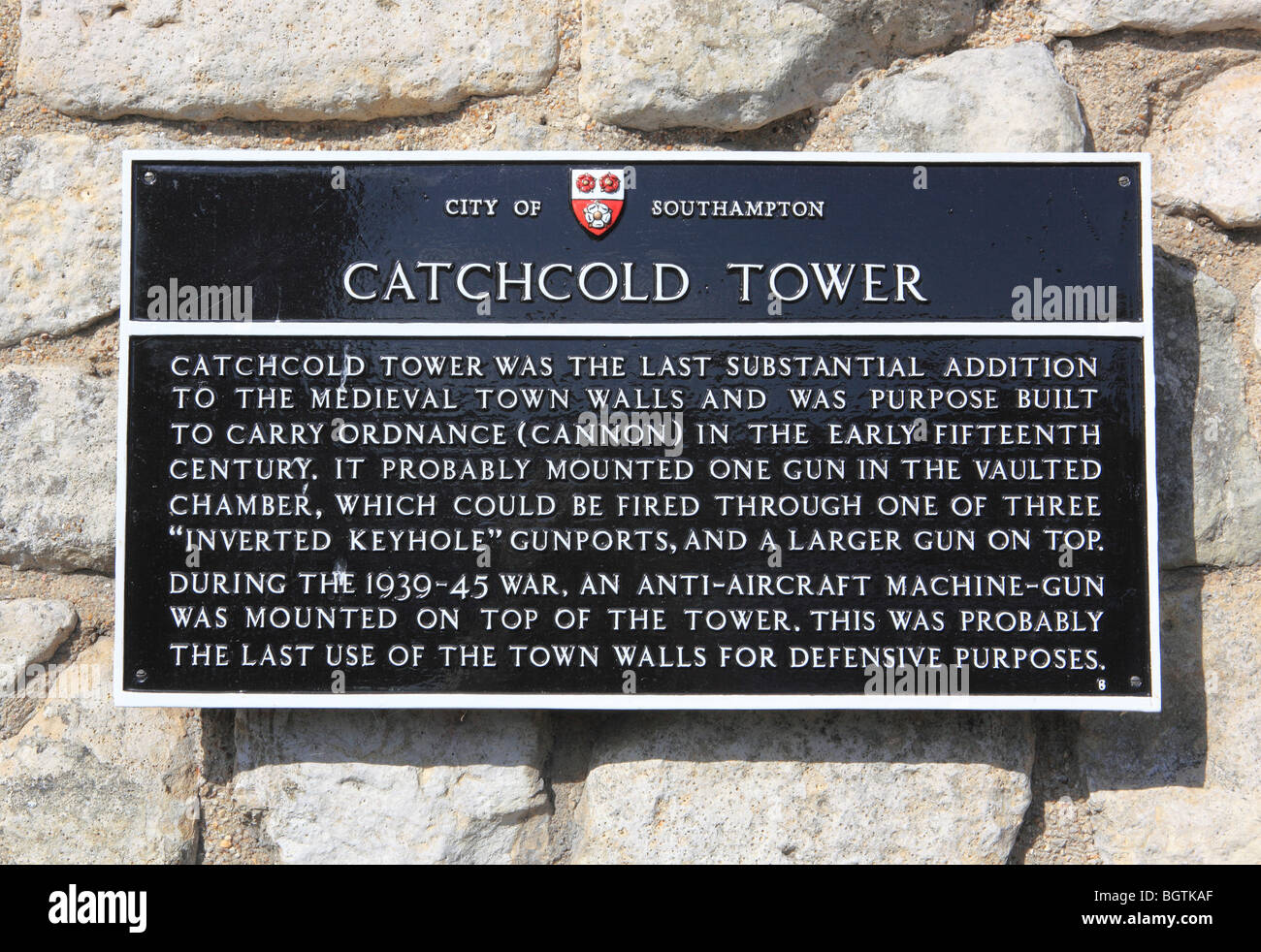 Southampton, Medieval City Walls, Catchcold Tower Stock Photo