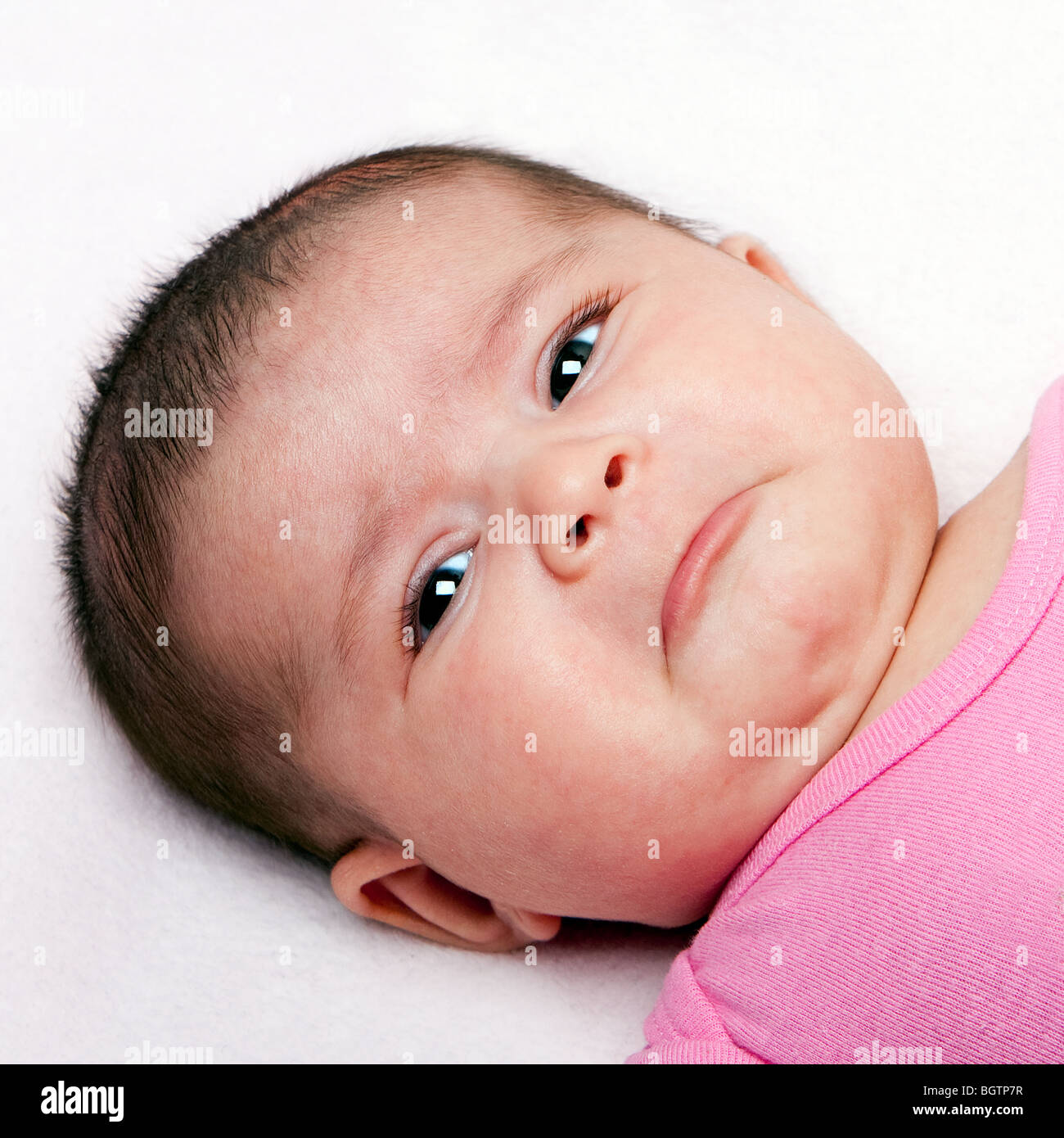 Cute baby with sad expression. Infant with curled lip making faces Stock  Photo - Alamy