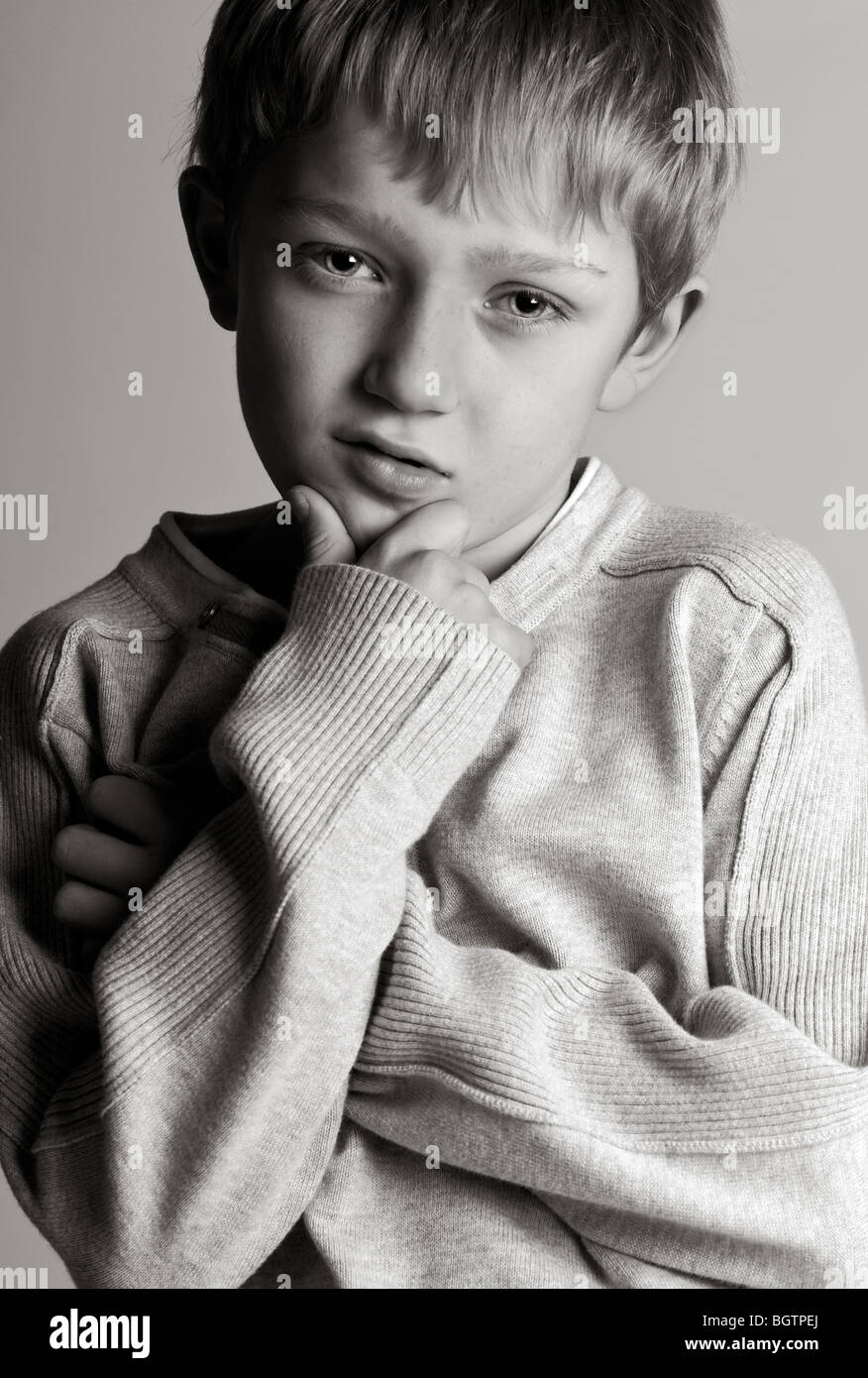 Black And White Shot Of A Cool Kid Stock Photo Alamy